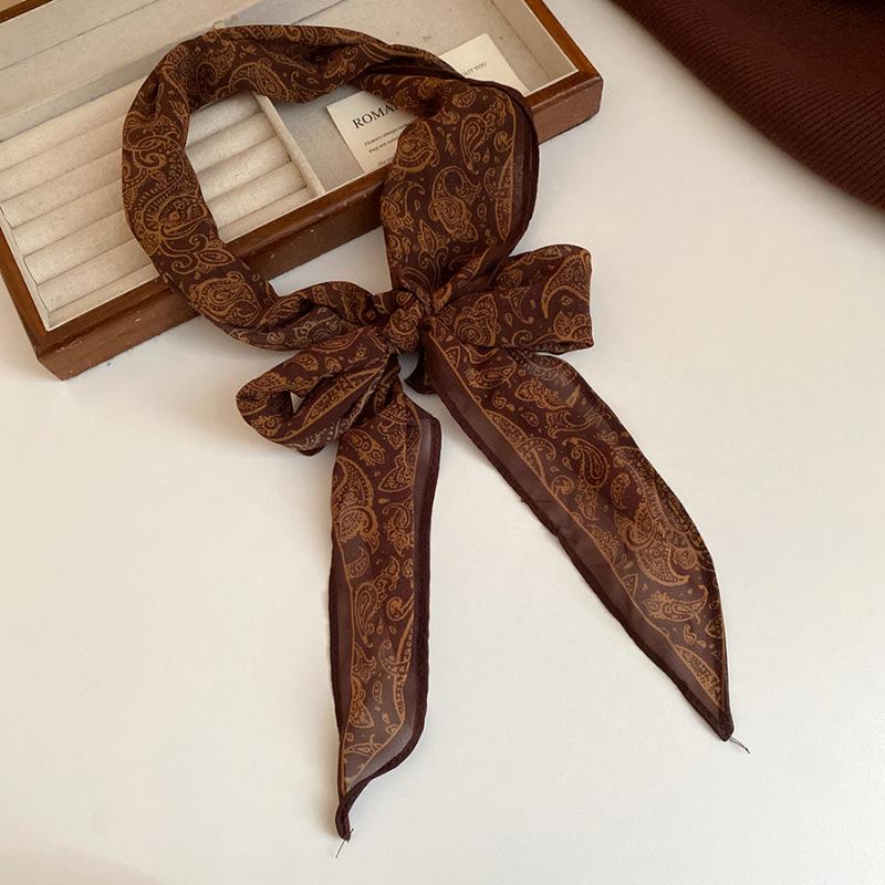 Retro Polka Dot Silk Scarf Necklace - Elegant Women's Accessory