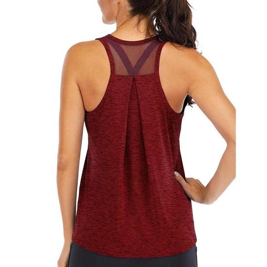 Chaleco Deportivo de Color Sólido para Mujer, Cuello Redondo, Sin Mangas, Secado Rápido, Espalda Cruzada, Blusa Holgada