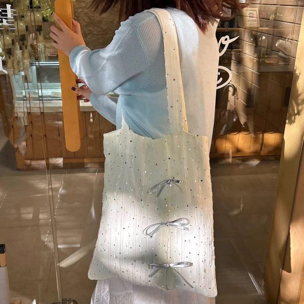 Modische Bogen-Tragetasche Süße Aufdruck-Umhängetasche Lässige Crossbody-Tasche mit großem Fassungsvermögen für Damen