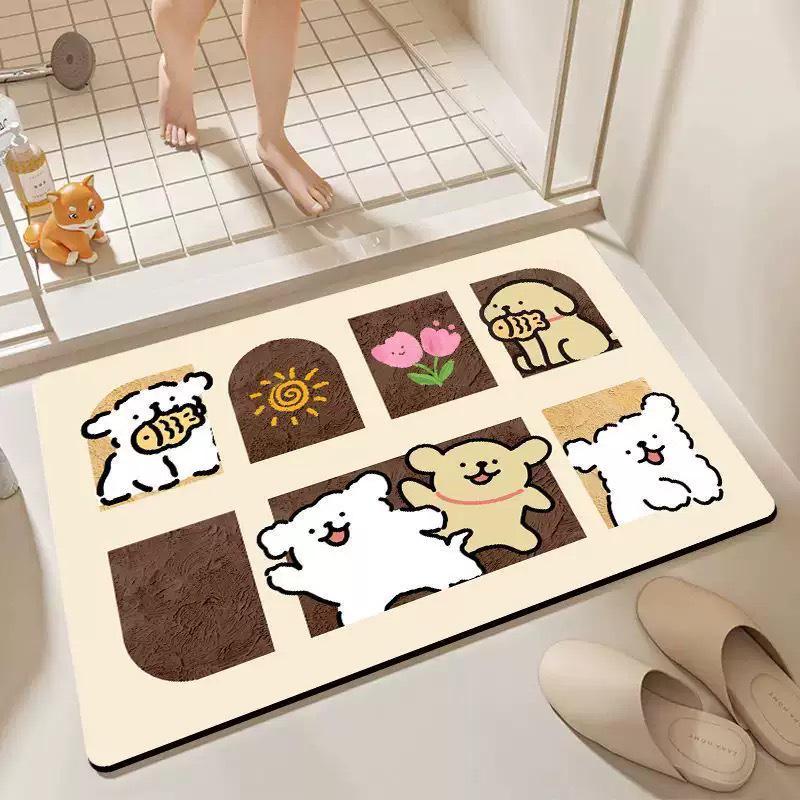 Cartoon Cat Non-Slip Water-Absorbent Bath Mat - Dirt-Resistant & Easy-to-Clean Rug