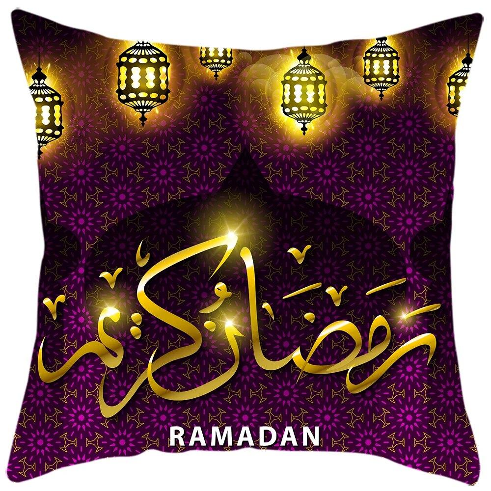 2024 New Eid al-Fitr Pillowcase Ramadan Arabic Calligraphy Pillowcase Islamic Mosque Muslim Home Decoration Cushion Cover
