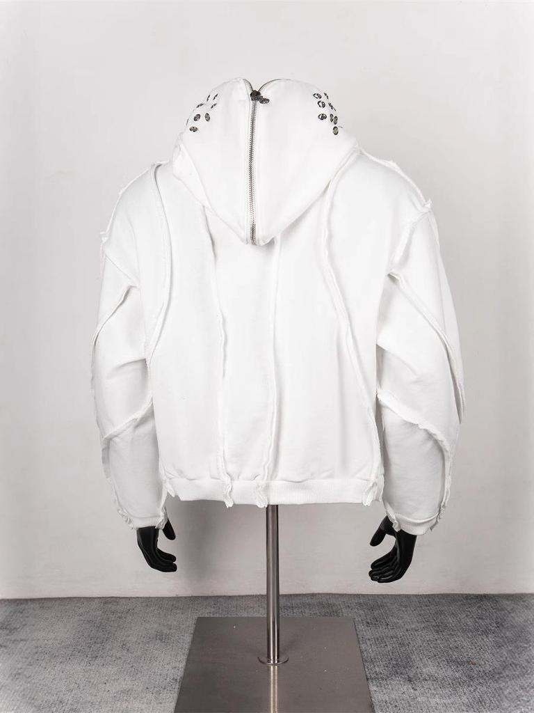 Cardigan con Cappuccio Pesante Lavato Metalico Thug Club con Design Batik Patchwork - Top Trendy Unisex