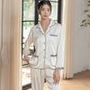 1011 ice silk pajamas women's cardigan premium casual long-sleeved trousers imitation silk new solid color