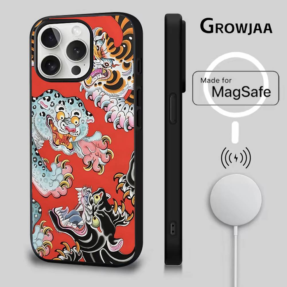 

Japanese Ukiyo-e Tiger Phone Case For iPhone 17,16,15,14,13,12,11,Pro,Max,Plus,Mini,SE4,E Magnetic Magsafe Wireless Charging iPhone11