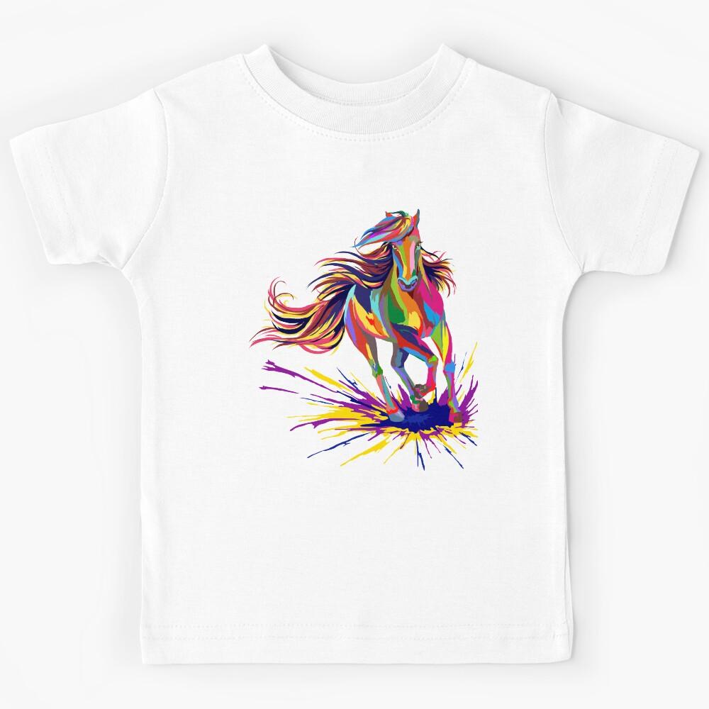 Horse Watercolor Print Shirt Horse Riding Racing Gifts T-shirt for Horse Lovers Kids T-Shirt 170