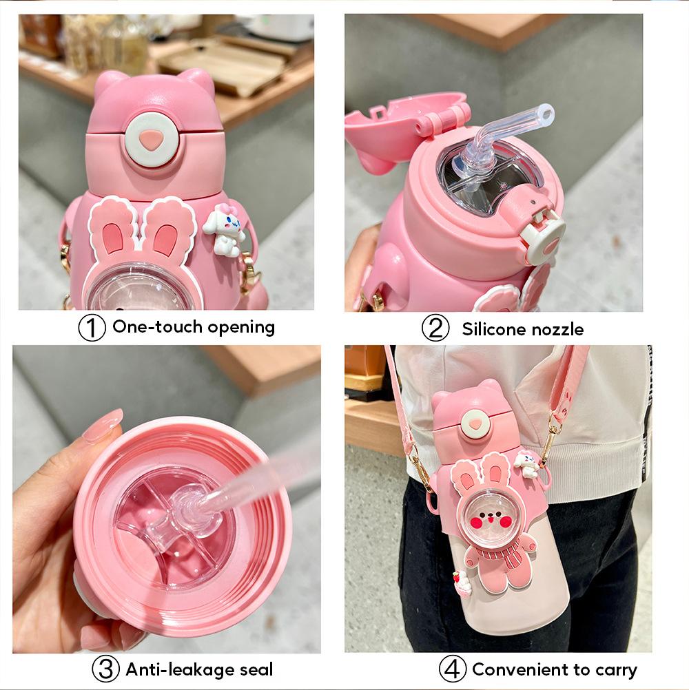 520ML Kids Stainless Steel Thermos Cup Childrens Hot Water Cup Portable Thermos Bottle Cartoon Thermos Bottle Insulation Cup