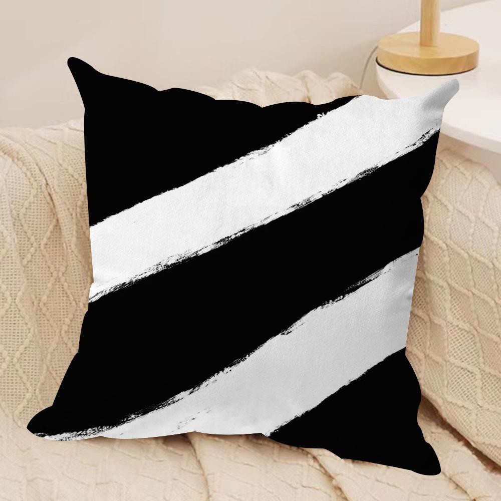 Abstract black and white Cushion Cover Silky Short Plush DoubleSided Printed Pillow Case for Sofa All Seasons Home Decor Gift