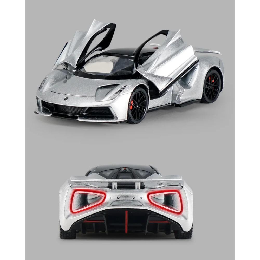 1/32 Lotus Evija Supercar Alloy Muscle Car Model Sound and Light Pull Back Children's Toy Collectibles Birthday Gift