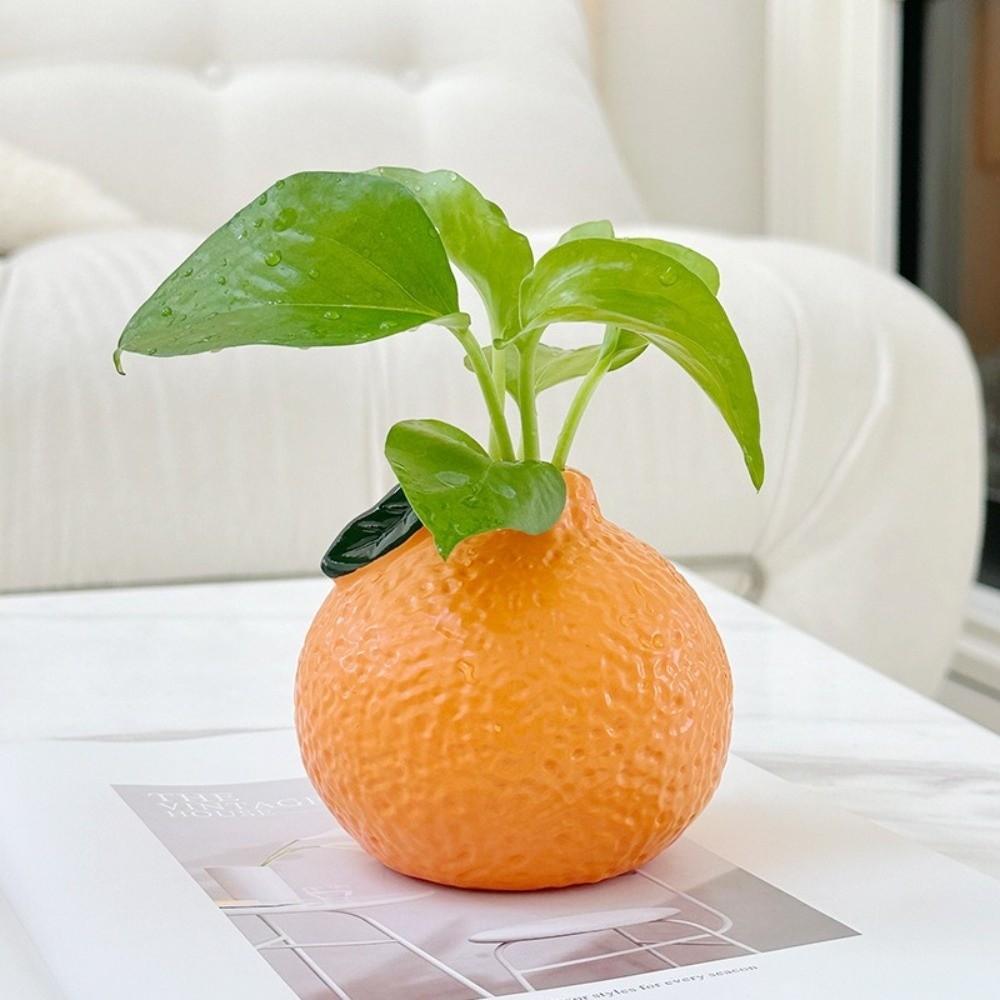 Ceramic Simulated Orange Vase Art Vase Fruit Shape Vase Flower Holder  Tabletop Decor