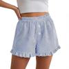 Women's Y2K Ruffle Striped Casual Shorts with Pockets - Spring/Summer Pajama Beachwear