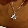 Neue Vintage 100% Reines 925 Sterling Silber Halsketten Für Frauen Pavé AAA Zirkonia Schneeflockenform Anhänger Luxuriöser Feinschmuck