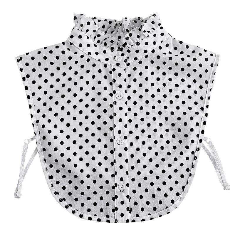 Cotton Front Tie for Women Polka Dots Fake Collar Lapel Detachable Collar Shirt Stand Detachable Female False Collar Decor