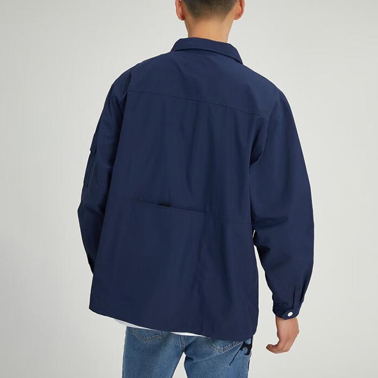 Vans Embroidered Letter Logo Button-Down Work Jacket Men Jackets Dark-Blue VN0002GWLKZ