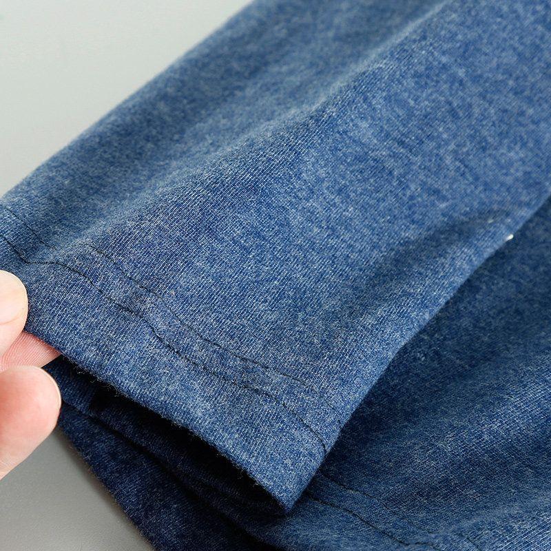 Daily Order Cutting Label Export Export Remaining Tail Order Cutting Label Men Long Sleeves T-shirt Spring and Autumn Pure Cotton Solid Color T-shirt