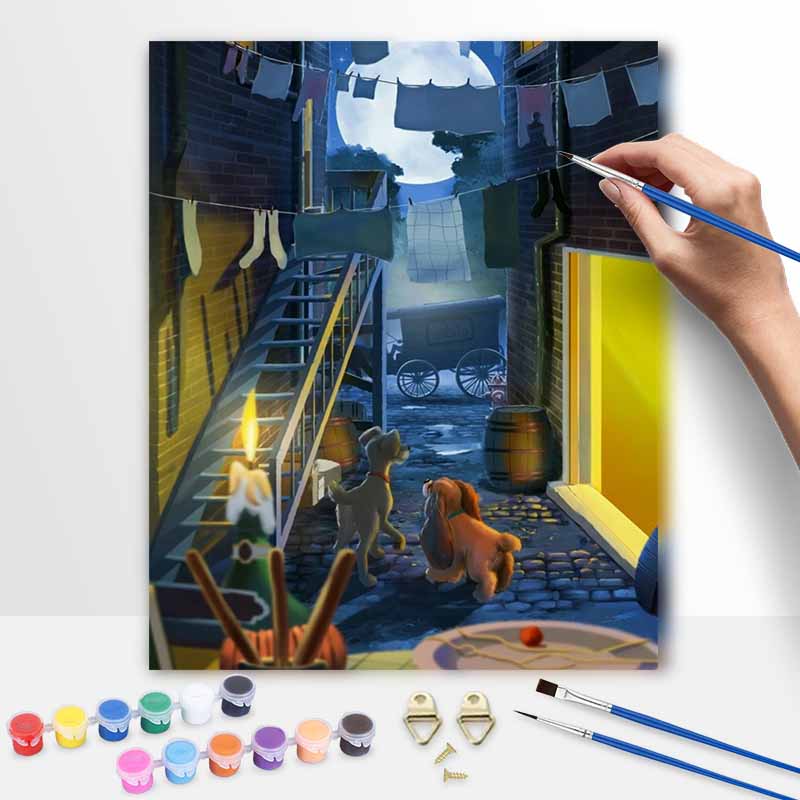 Disney Lady and the Tramp digital oil painting art kit DIY handmade home decoration gift 20x30cm