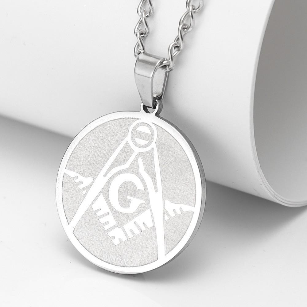 Freemasonry Logo Medallion Pendant Necklace, Trendy Men's and Women's Necklace