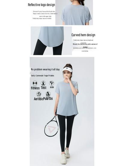 Sommer Fitness Top in Übergröße für Damen – Bauchbedeckendes Kurzarm Yoga & Lauf T-Shirt