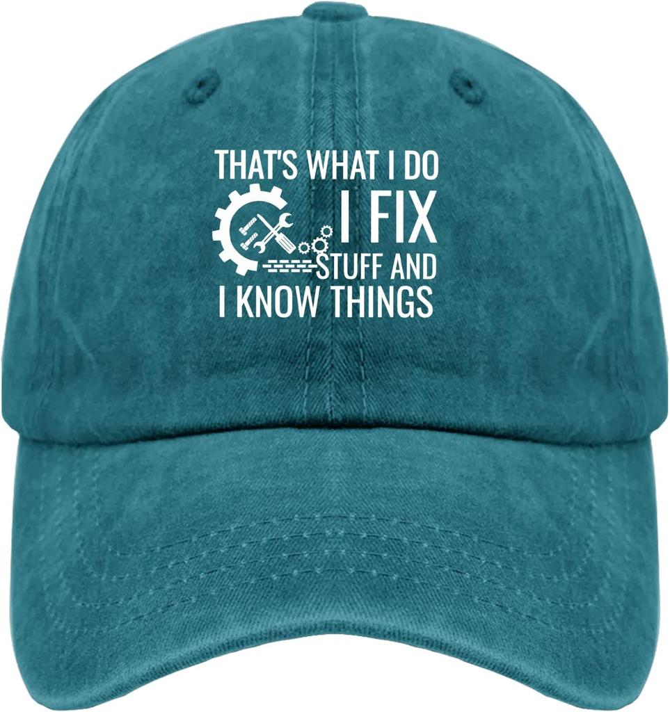 I Fix Stuff And I Know Things Graphic Baseball Cap Polyester Casual Adult Unisex Adjustable Hat
