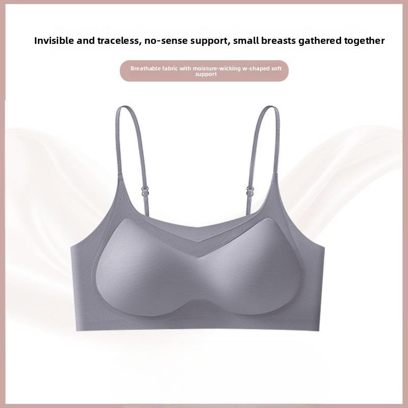 Female Summer Thin Style Gather Invisible No Underwire Anti Drooping No Trace Ice Silk Sling Underwear