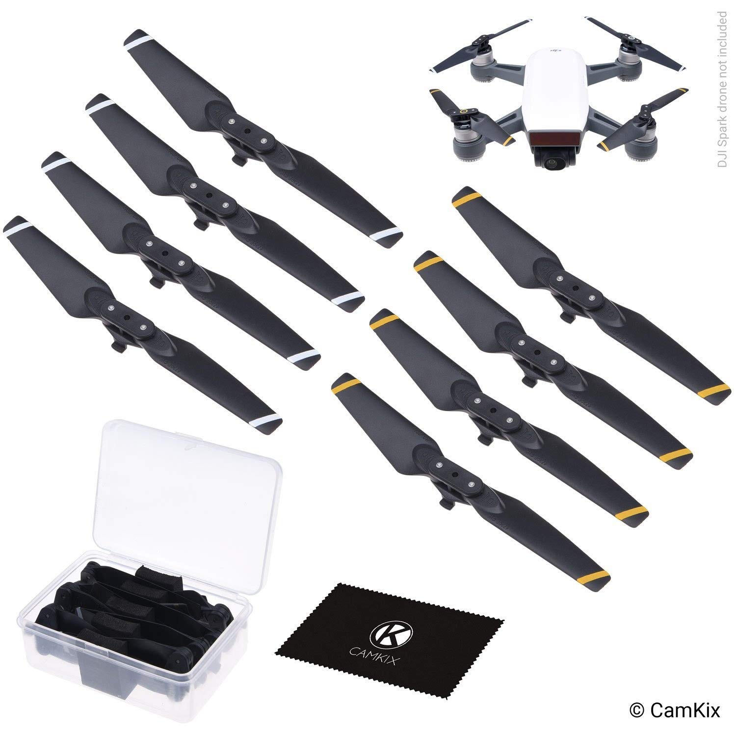 

CamKix Replacement Propellers for DJI Spark 2 Sets Convenient Storage Box Included Quick Release Folding Wings Flight Tested Design Essential
