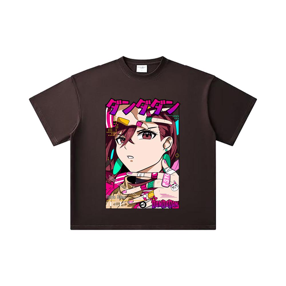 260 GSM Double Yarn 32 Count 100% Cotton Dandadan V21 Momo Print Unisex Heavy Cotton T Shirt