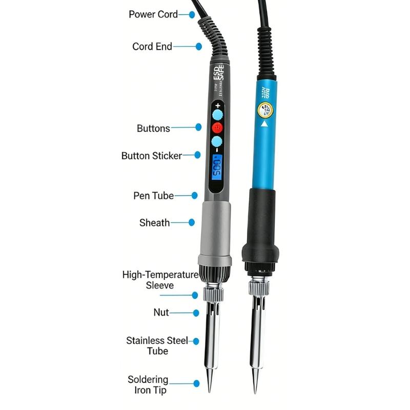 60W Digital Display Soldering Iron Soldering Tool Adjustable Temperature Accessories Available Home Repair 180-500℃