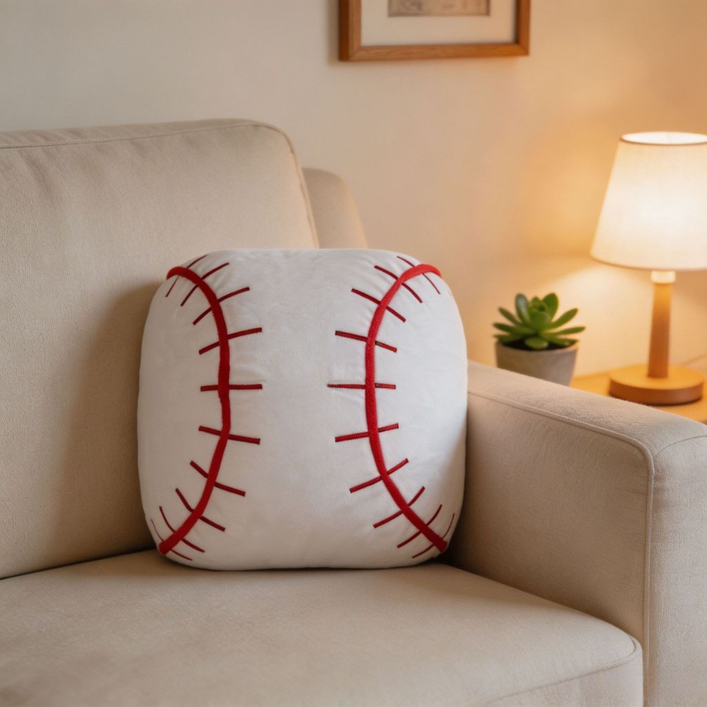 Sports Style Baseball Pillow With Plush Cover For Kids And Teens Comfort