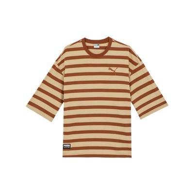 T-shirt unisex a maniche corte con stampa, girocollo a righe casual, vestibilità ampia, motivo a ciottoli 539530-20