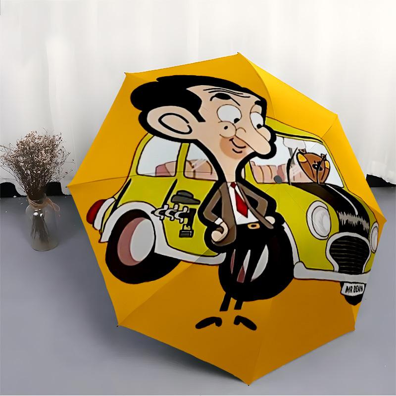 1 Pezzo Mr Bean Apertura/Chiusura Automatica, Telaio Resistente a 8 Stecche, Ombrello Compatto da Viaggio per Uomo e Donna S1222012