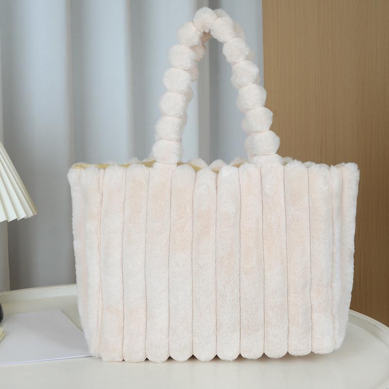 Autumn Winter Soft Plush Totes Bags, Stylish College Student Women Handbag Shoulder Bag 2026 New Daily Commute for Women бежевый