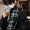Atmosfärisk rutig halsduk i koreansk stil - Höst/vinterpresent för män och kvinnor, Mångsidig varm halsvärmare, Trendig sjal för pojkvän eller student
