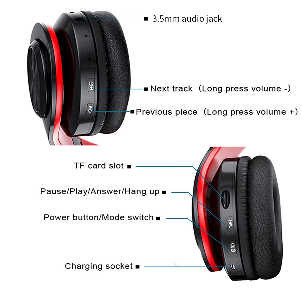 B39 Cute Cat Ear Headset Wireless BT5.0 Foldable Gaming Headphone with Flash RGB Lights Earphone TF