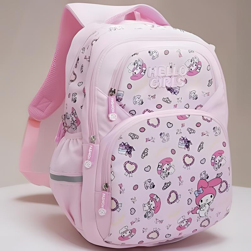 Canvas Kuromi & My Melody Water-Resistant School Backpack for 1st-3rd Grade Students