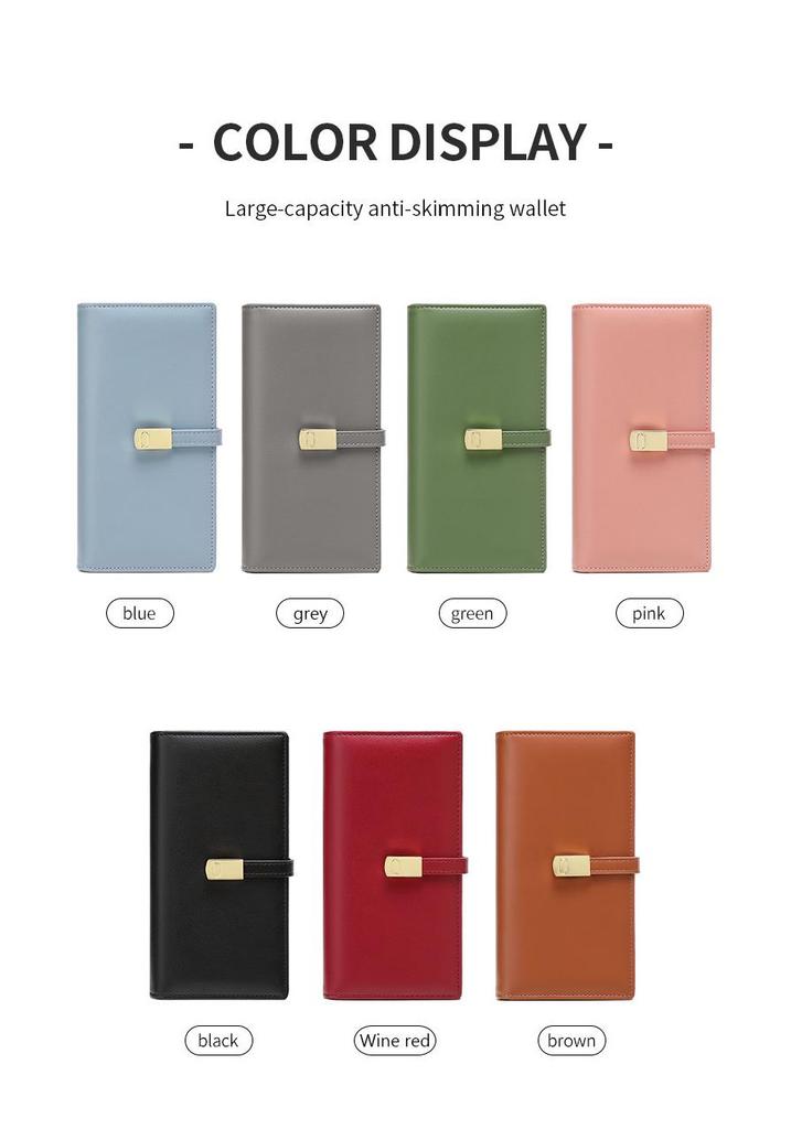 2025 RFID Anti-theft Women's Bifold Wallet with Money Clip, Korean Style, Multiple Card Slots, Long Design