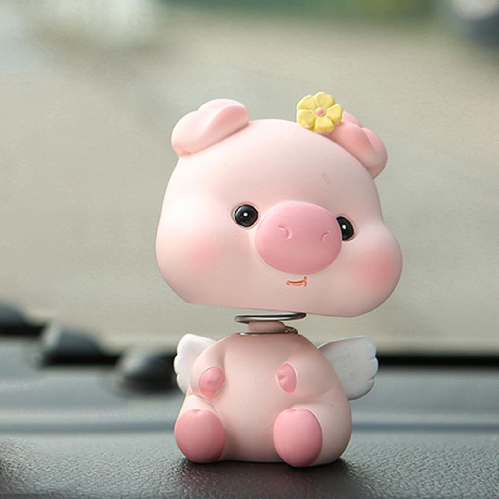 

Статуя свиньи-ангела, качающая голова, очаровательная маленькая миниатюрная фигурка, украшение для автомобиля Style A