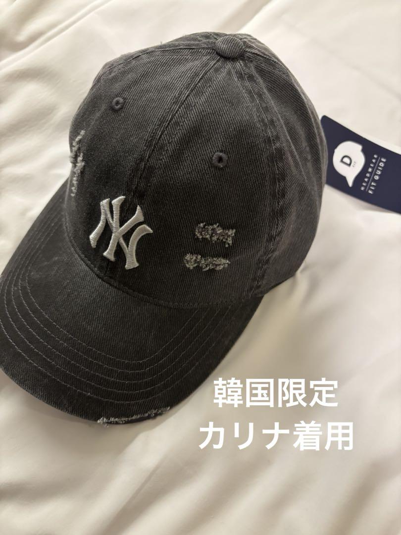

[USED] Not available in Japan. MLB Korea Karina s Damaged Cap. Korea Exclusive.