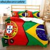 3PCS Flags Of Portugal And Brazil Bedding Set For Bedroom, Dormitory,Including 1pc Duvet Cover And 2pcs Pillowcases Large size Fan gift