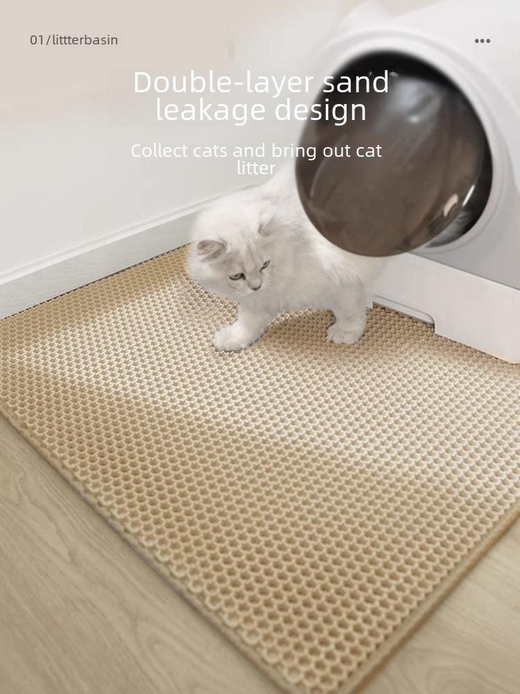 Large Double-Layer EVA Cat Litter Mat - Scratch-Resistant, Washable, and Wear-Resistant Cat Sand Control Mat