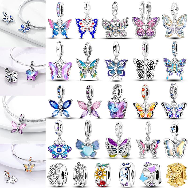 925 Silver Dragonfly Butterfly Pendant Charms Bead Fit Bracelet Bangle Women Jewelry Girl Making Beads