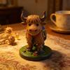 Highland Cow Figurine Resin Animal Ornament Hand-Painted Cute Small Cow Statue Table Centerpiece for Farmhouse Living Room Dining Table Decoration