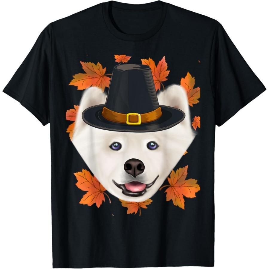 

Fall Samoyed Pilgrim Thanksgiving T-Shirt XXXXXL чорний
