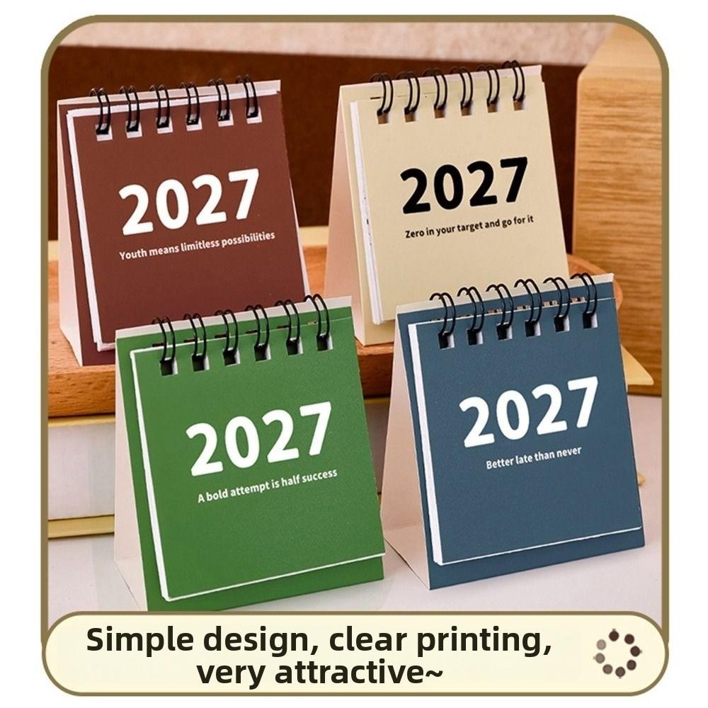 Base Stand 2027 Calendario da Scrivania Mini Calendario da Tavolo Regali Calendario a Foglie Girevoli Ufficio Domestico