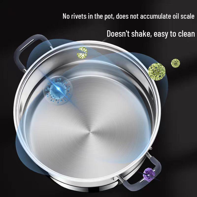 316 Stainless Steel Steamer Pot with Silicone Handle - Large Capacity Multi-layer Stew Basket