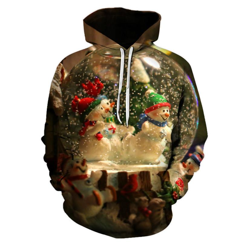 New Christmas Gift Theme Men's 3D Printed Hoodie Fashion Snowman Hooded Sweatshirt Hooded Pullover Boy Clothes