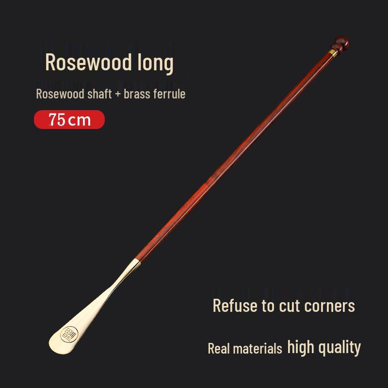 Pterocarpus Santalinus Premium Brass Shoehorn with Long Handle - Easy Lift for Pregnant Women