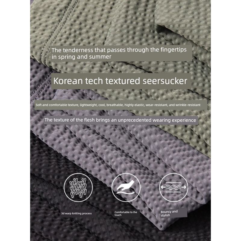 Accessible Luxury Seersucker Cool T-shirt Men's Short Sleeve Summer New Arrival Quick-Drying Clothes Export Men's Clothing Casual Ice Silk T-shirt