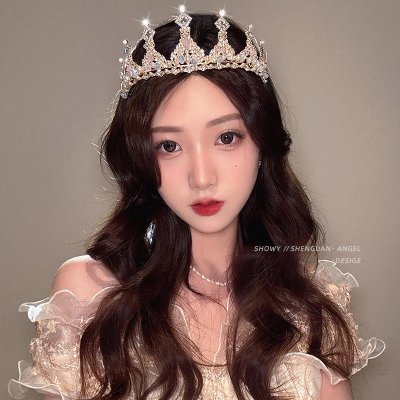 Brilliant Rhinestone Princess Crown Hair Accessories High End Adult Ceremony Birthday Headband Girls Exquisite Headband