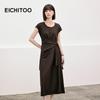 EICHITOO Women's Summer Pleated Twist-Front T-shirt Dress