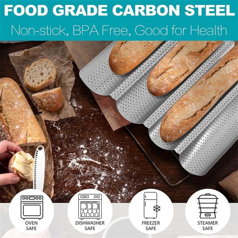 2/4 Wave Perforated French Bread Baking Pan Carbon Steel Baguette Pan French Bread Nonstick Loaves Loaf Cake Mold Baking Tools