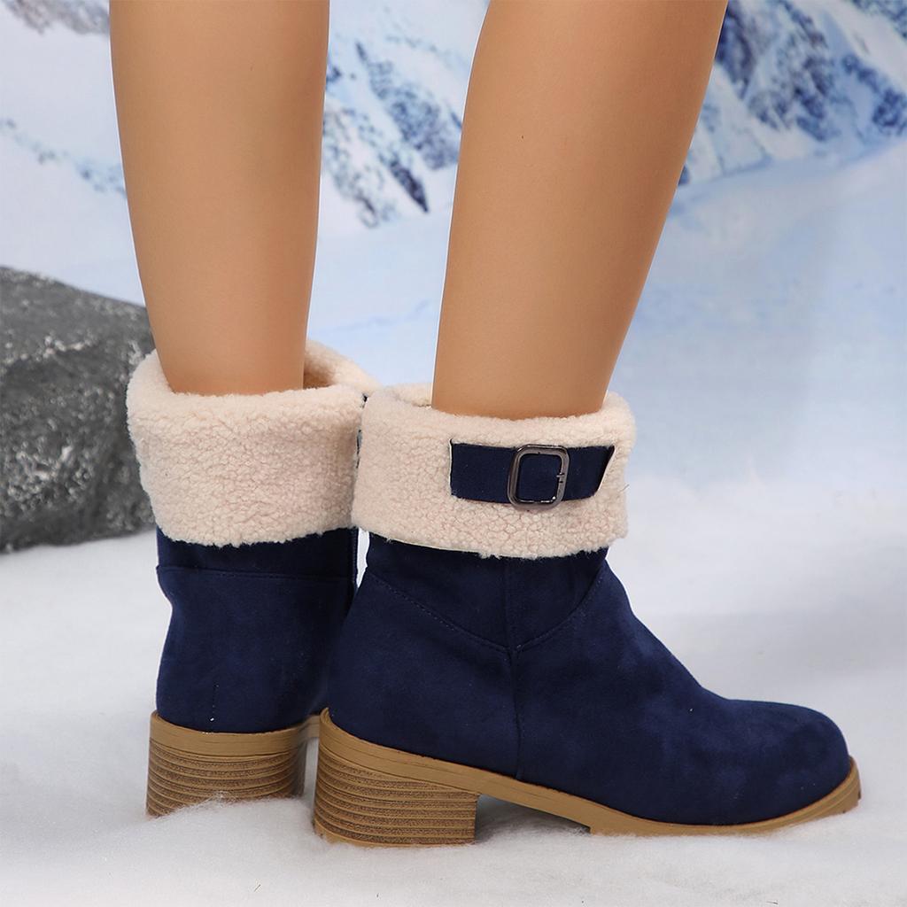 Damen -Gefütterte Stiefeletten mit Absatz, Winterstiefel für Kälte